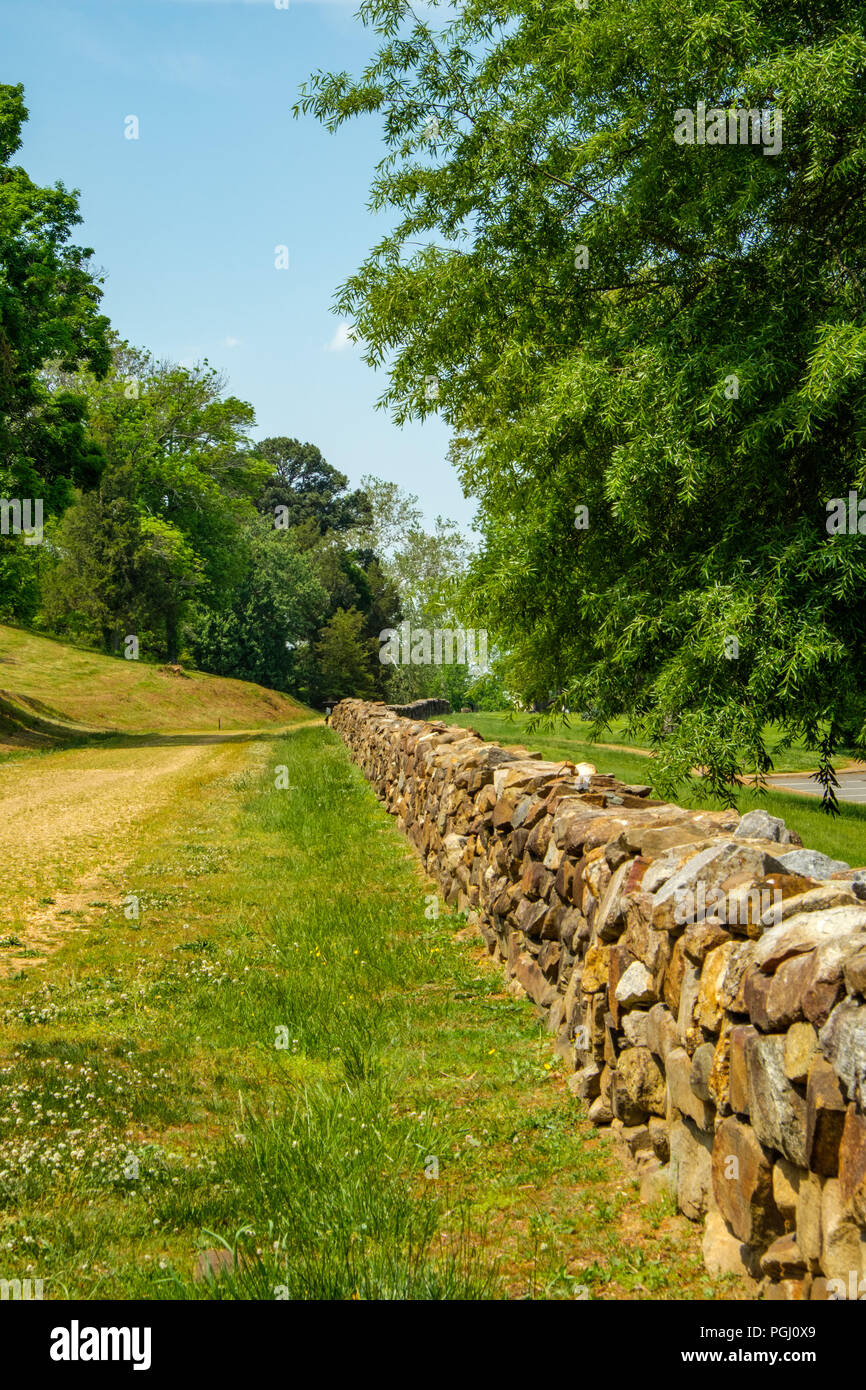 Stone Wall, Sunken Road, Fredericksburg & Spotsylvania National Military Park, Lafayette Boulevard, Fredericksburg, Virginia Stock Photo