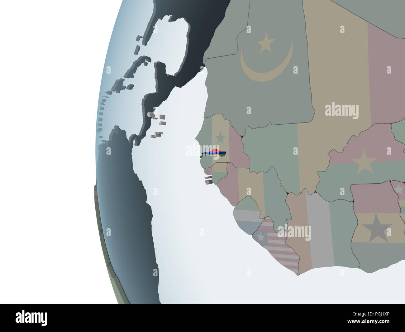 Gambia On Political Globe With Embedded Flag 3D Illustration Stock   Gambia On Political Globe With Embedded Flag 3d Illustration PGJ1XP 