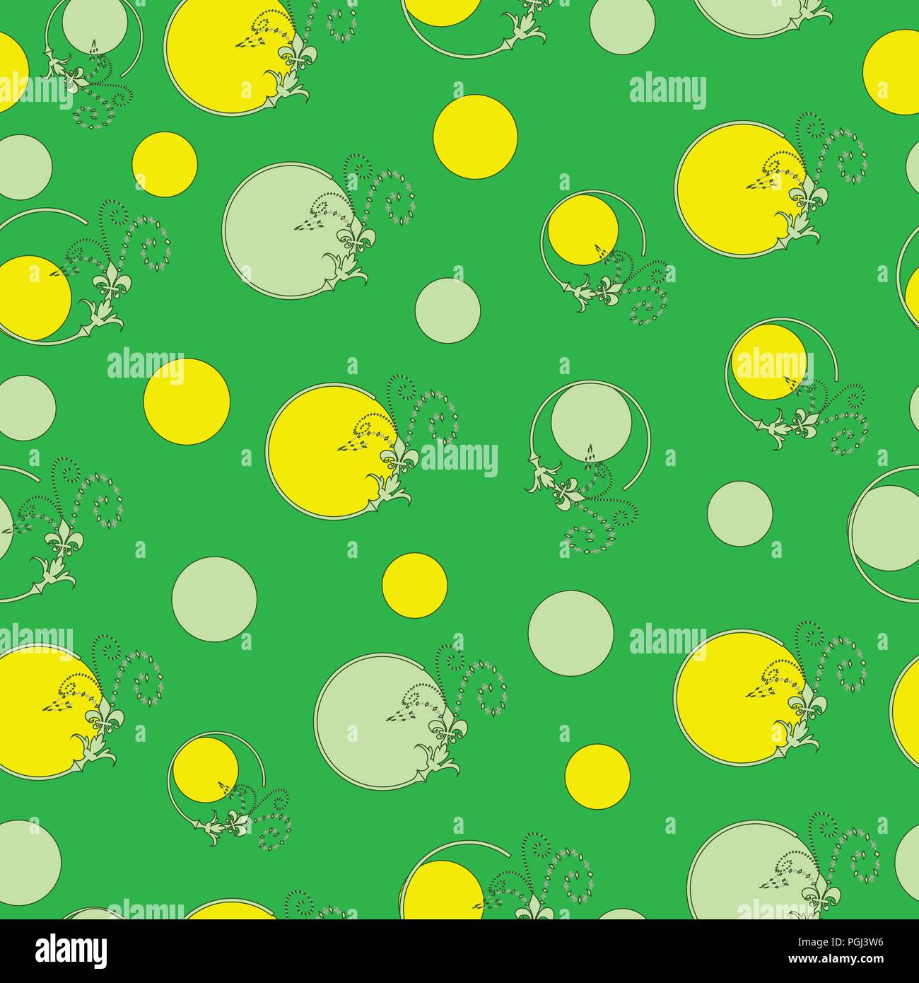 seamless pattern with green and yellow circles vector - green ...