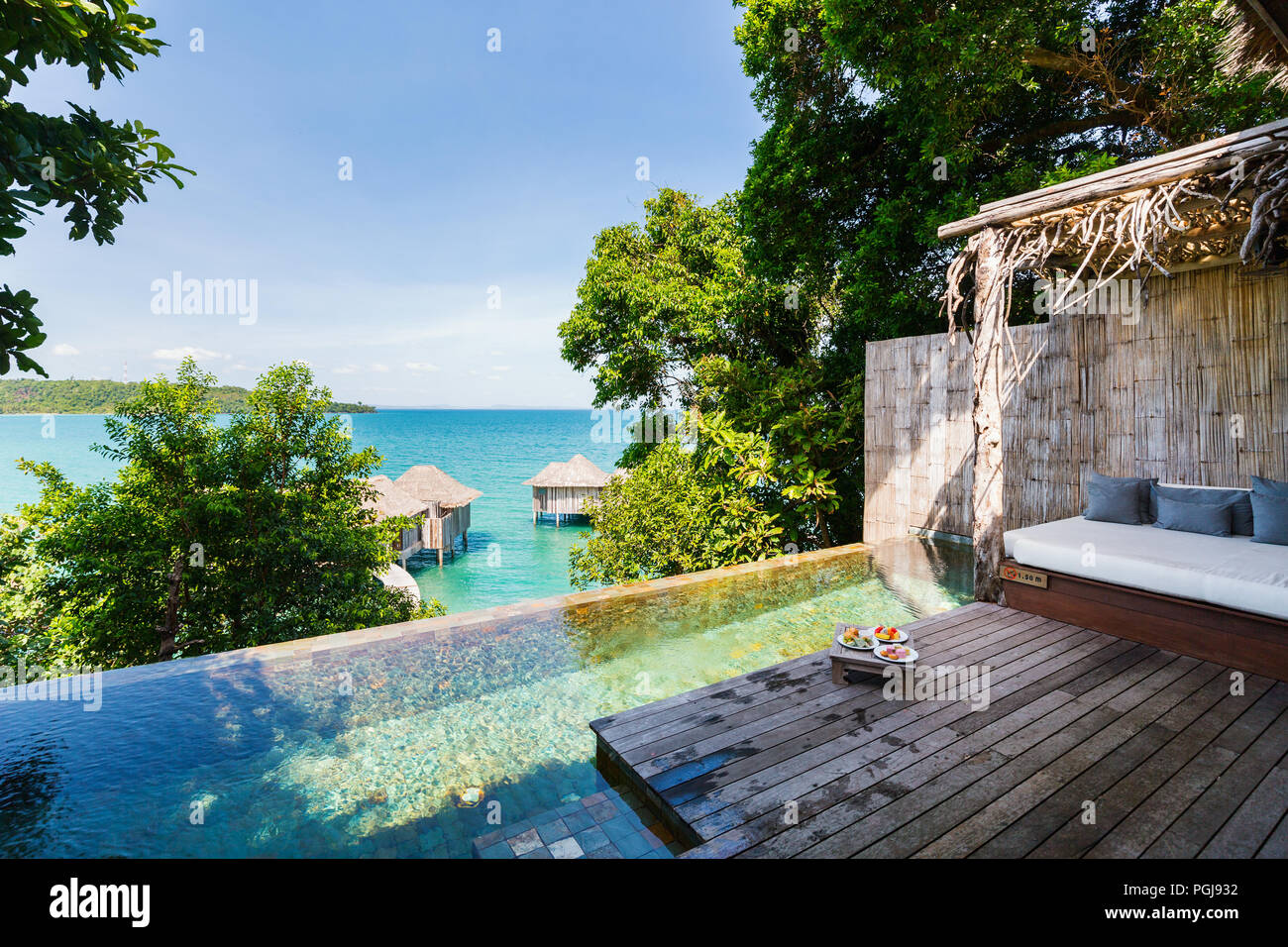 Stylish bungalow with private swimming pool in luxury resort Stock ... - Private Swimming Pool