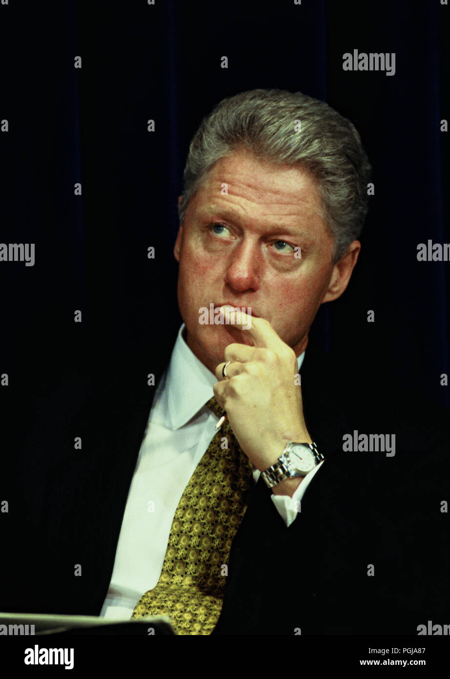 Washington, DC 1997/09/13 President  Bill Clinton at a health care event announcing labeling on child prescriptions.  Photo by Dennis Brack Stock Photo