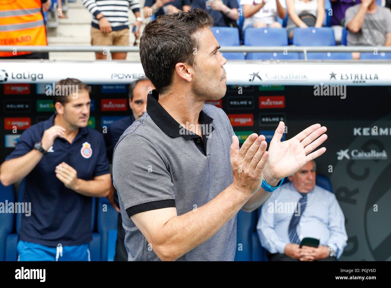SPAIN - 26th of August: RCD Espanyol manager Joan Francesc Ferrer Sicilia, 'Rubi' during the match between RCD Espanyol v Valencia for the round 2 of the Liga Santander, played at Cornella-El Prat Stadium on 26th August 2018 in Barcelona, Spain. (Credit: Urbanandsport / Cordon Press) Credit: CORDON PRESS/Alamy Live News Stock Photo