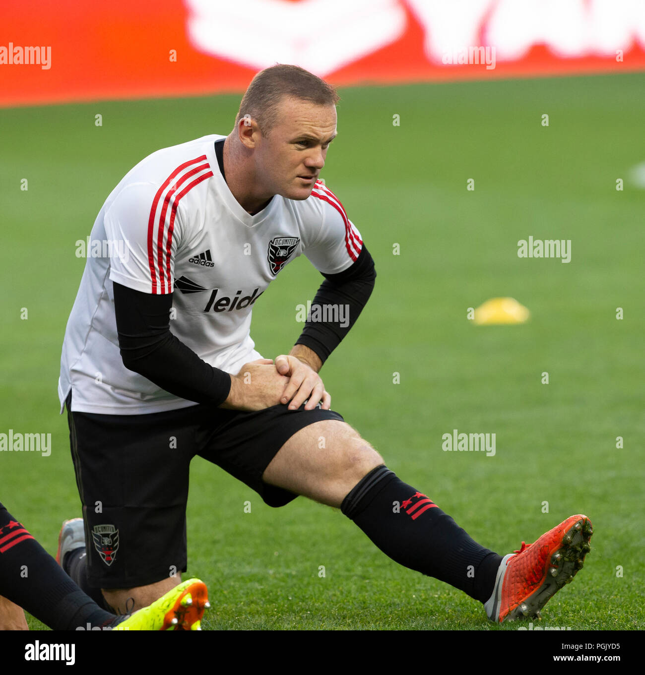 Harrison, NJ - August 26, 2018: Wayne Rooney (9) of D.C. United warming up before regular MLS game against Red Bulls at Red Bull Arena Red Bulls won 1 - 0 Credit: lev radin/Alamy Live News Stock Photo