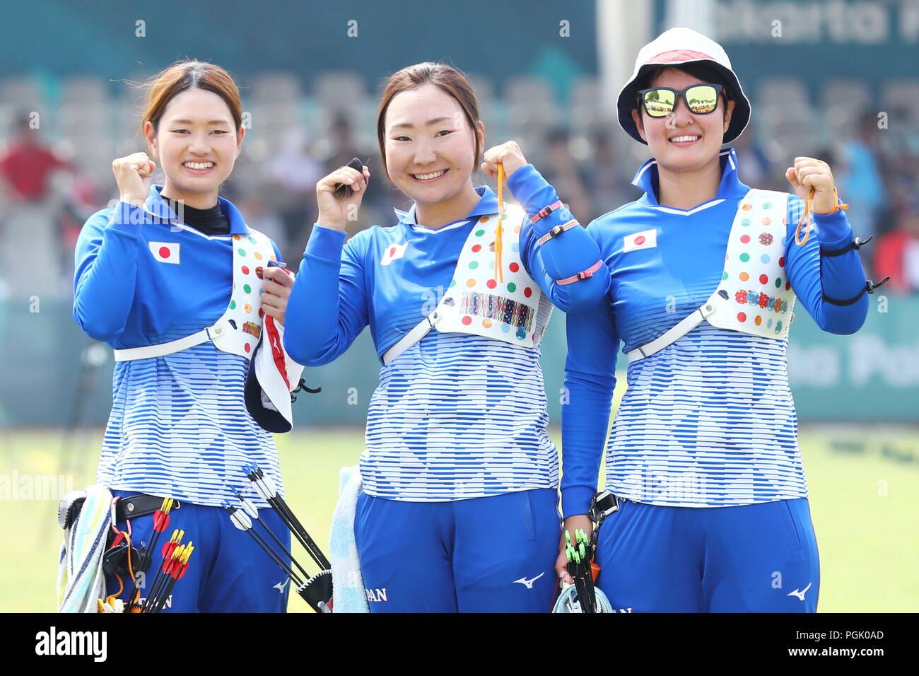Jakarta, Indonesia. 27th Aug, 2018. (LR) Kaori Kawanaka, Ayano Kato, Tomomi Sugimoto (JPN