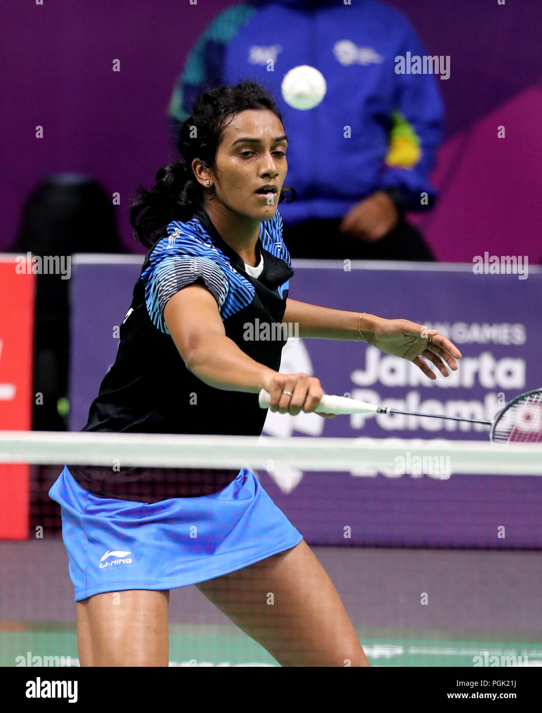 Jakarta, Indonesia, 27th Aug 2018 Badminton Semifinals Indias PV Sindhu defeated World No.2 Akane Yagamuchi of Japan 21-17, 15-21, 21-10 to enter the final of the womens singles event in Jakarta