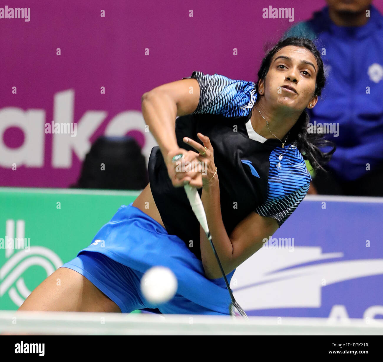 Jakarta, Indonesia, 27th Aug 2018 Badminton Semifinals Indias PV Sindhu defeated World No.2 Akane Yagamuchi of Japan 21-17, 15-21, 21-10 to enter the final of the womens singles event in Jakarta
