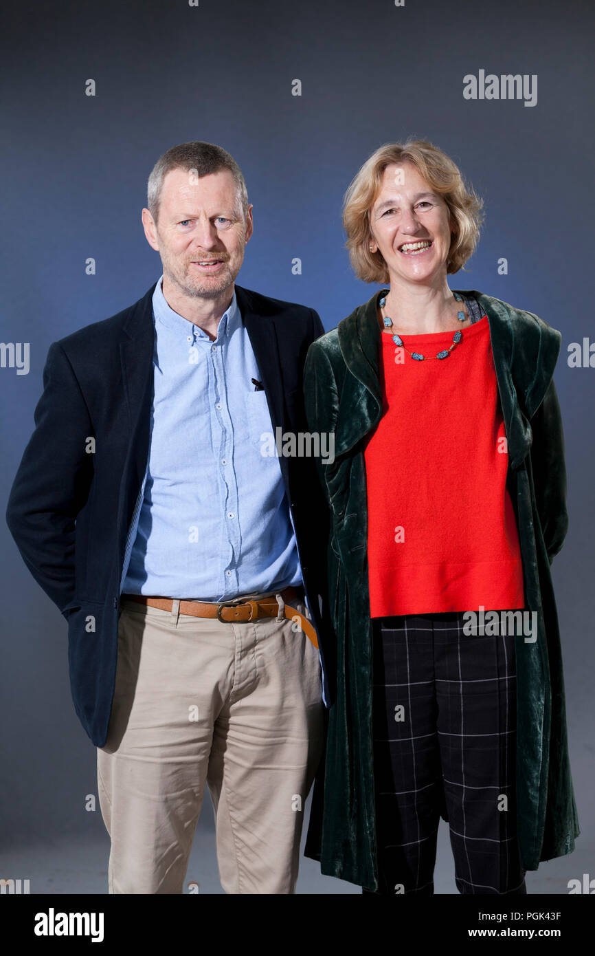 Edinburgh, UK. 27th August, 2018. Archaeologist Piers Dixon (left) and medieval historian Fiona Watson have teamed up to produce A History of ScotlandÕs Landscapes. Pictured at the Edinburgh International Book Festival. Edinburgh, Scotland.  Picture by Gary Doak / Alamy Live News Stock Photo