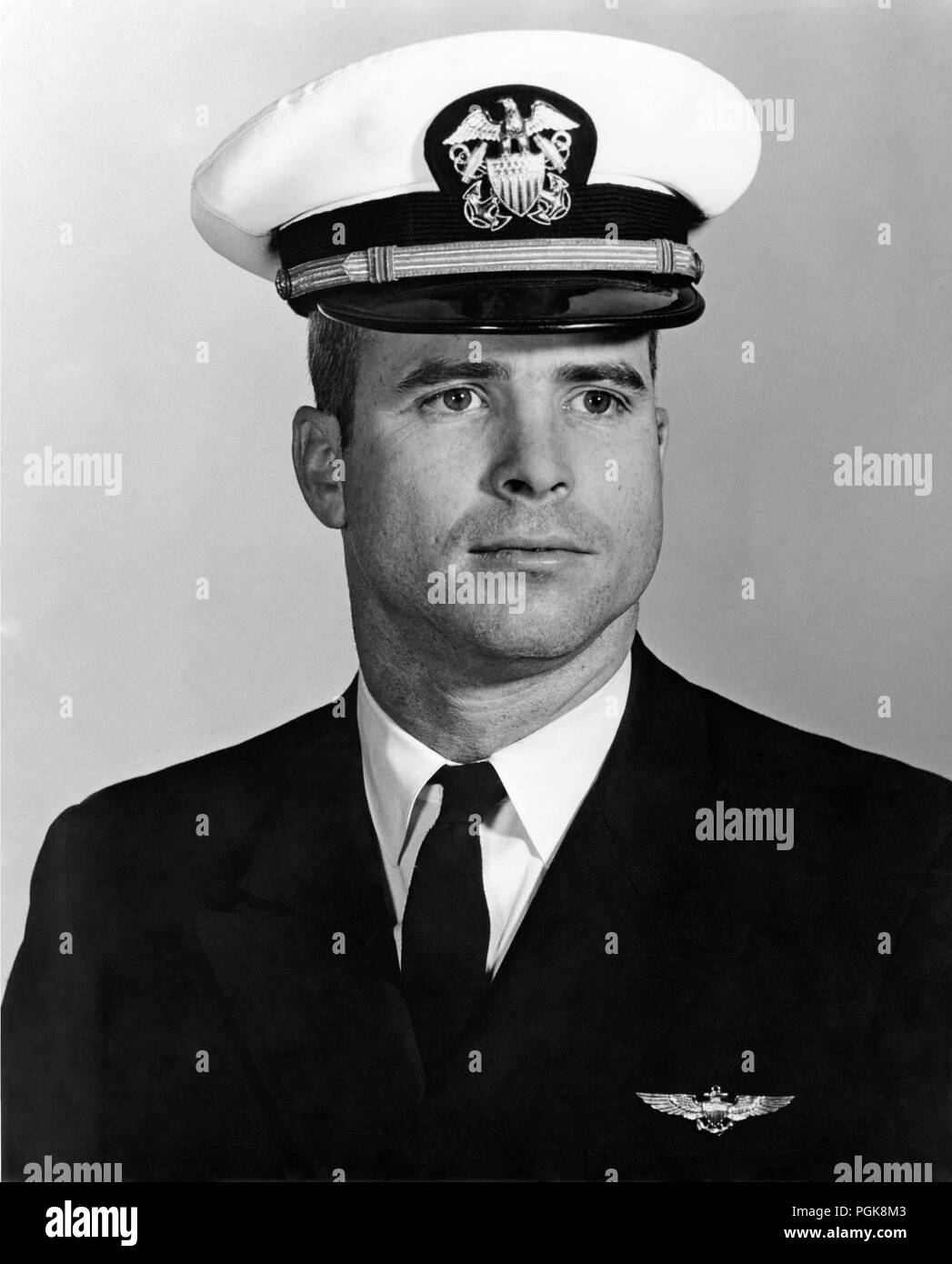 U.S. Navy file photo dated January 13, 1964 of U.S. Navy Lieutenant John S. McCain III (August 29, 1936 – August 25, 2018). McCain who died from brain cancer on August 25, 2018 was an American politician and naval officer who served as a United States Senator from Arizona from 1987 until his death. He previously served two terms in the United States House of Representatives and was the Republican nominee for President of the United States in the 2008 election, which he lost to Barack Obama. Stock Photo