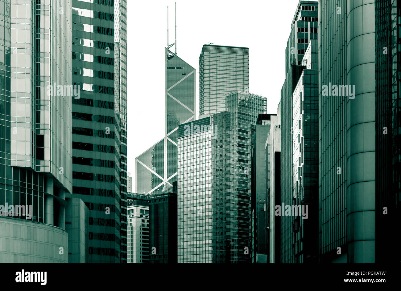 commercial building in Hong Kong with green color Stock Photo - Alamy