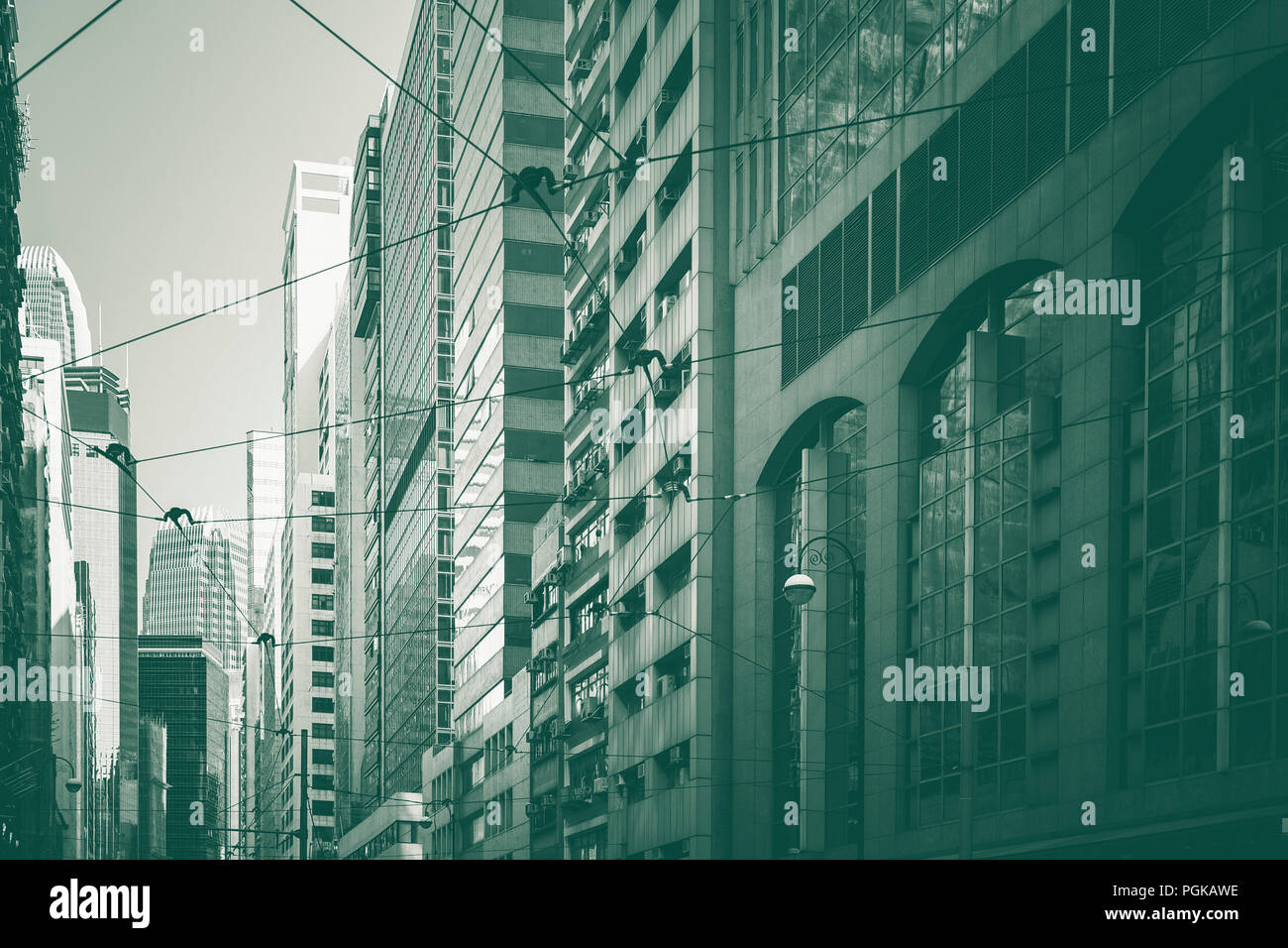 commercial building in Hong Kong with green color Stock Photo - Alamy
