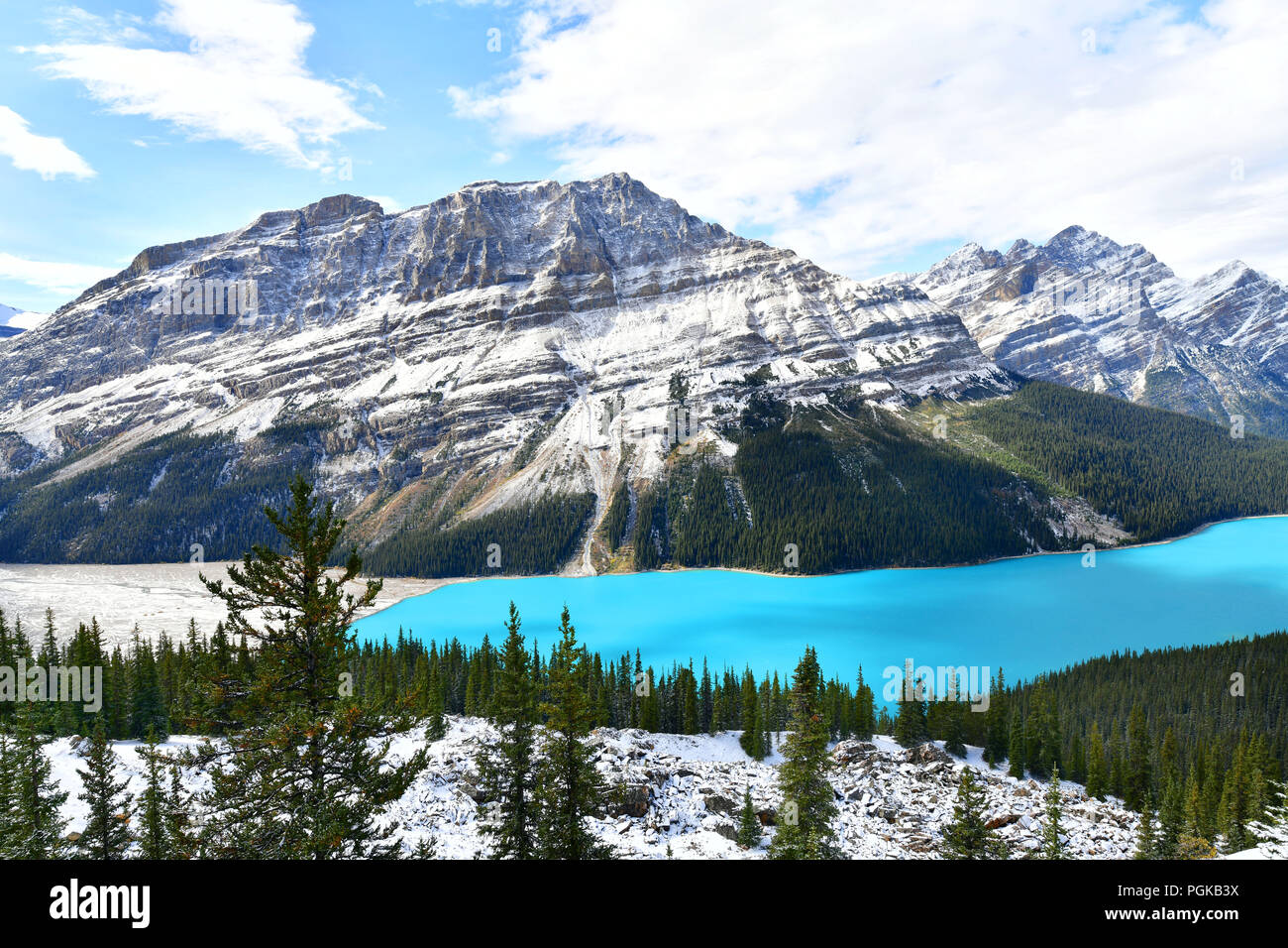 View from Bow Summit of Peyto lake in Banff National Park, Alberta ...