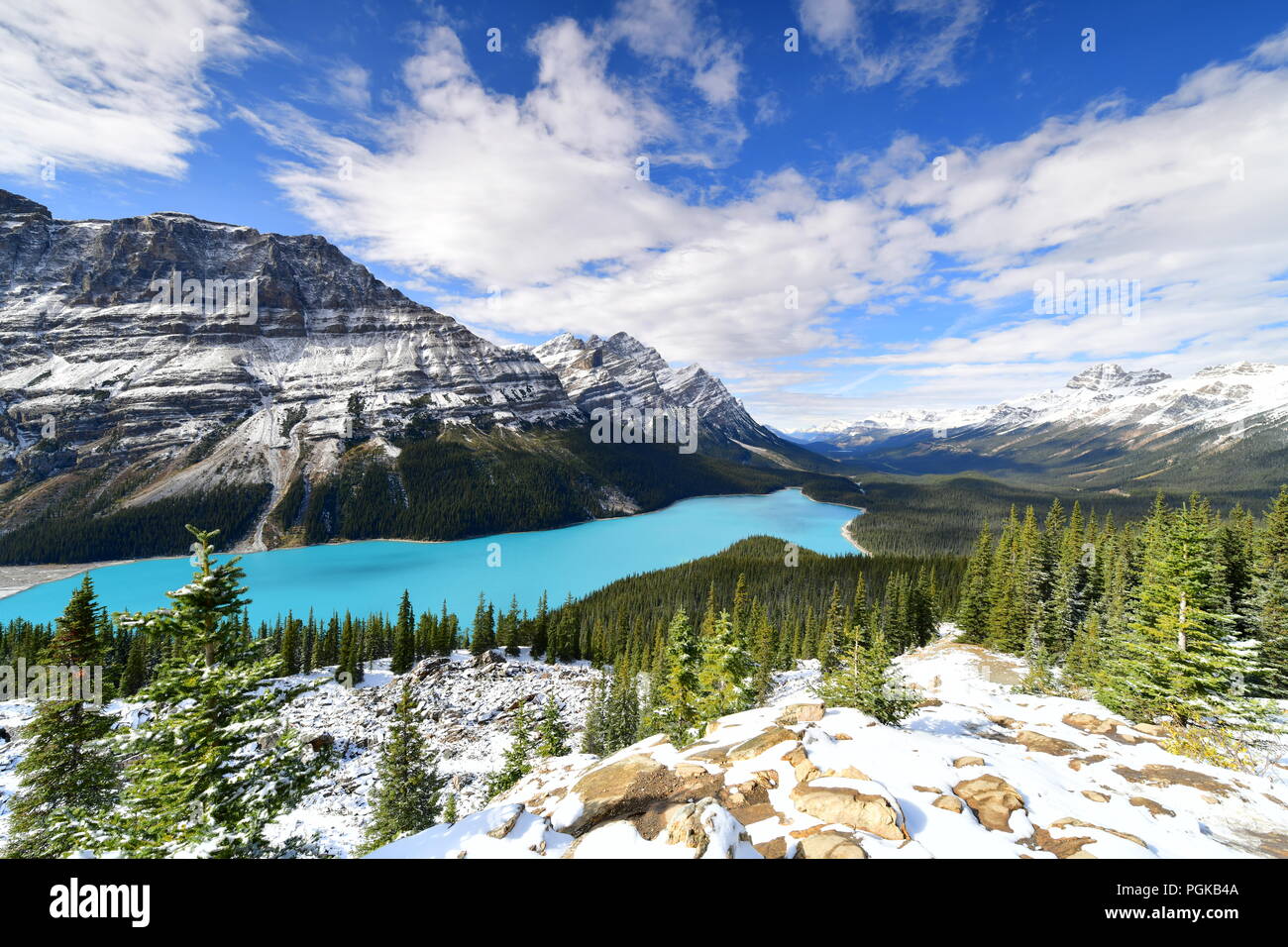 View from Bow Summit of Peyto lake in Banff National Park, Alberta ...