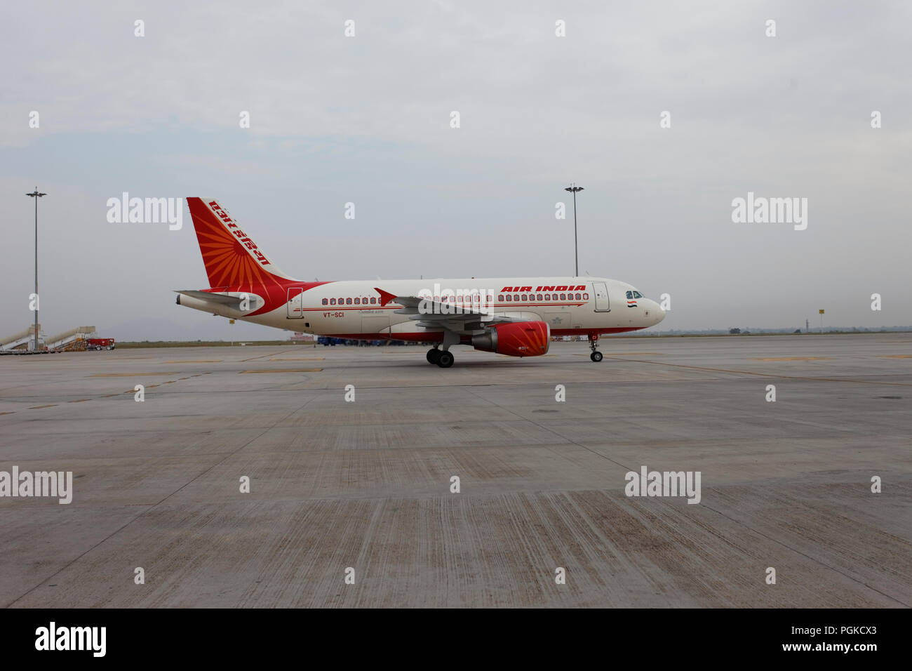 Aircraft of Air India and Kingfisher airline at the Mangalore airport, Karnataka, India. Stock Photo