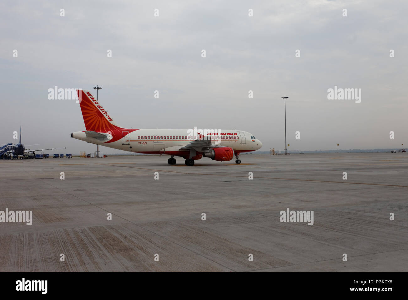 Aircraft of Air India and Kingfisher airline at the Mangalore airport, Karnataka, India. Stock Photo