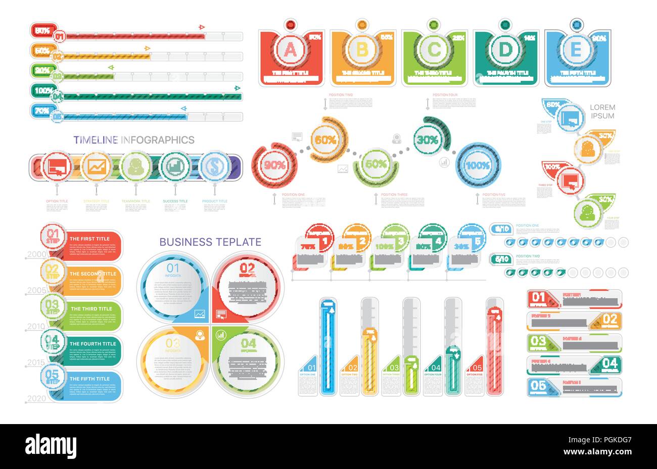 Bright infographic templates in set Stock Vector