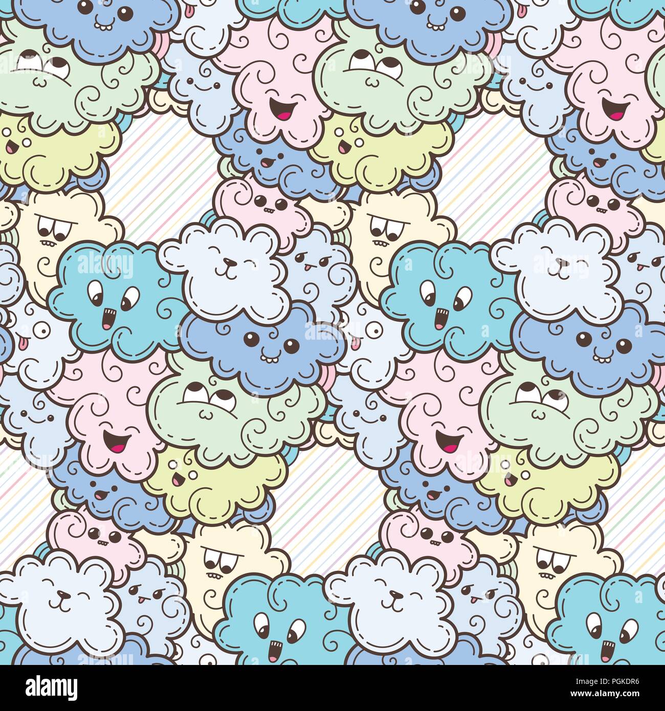 Seamless pattern with funny doodle clouds for prints, designs and ...