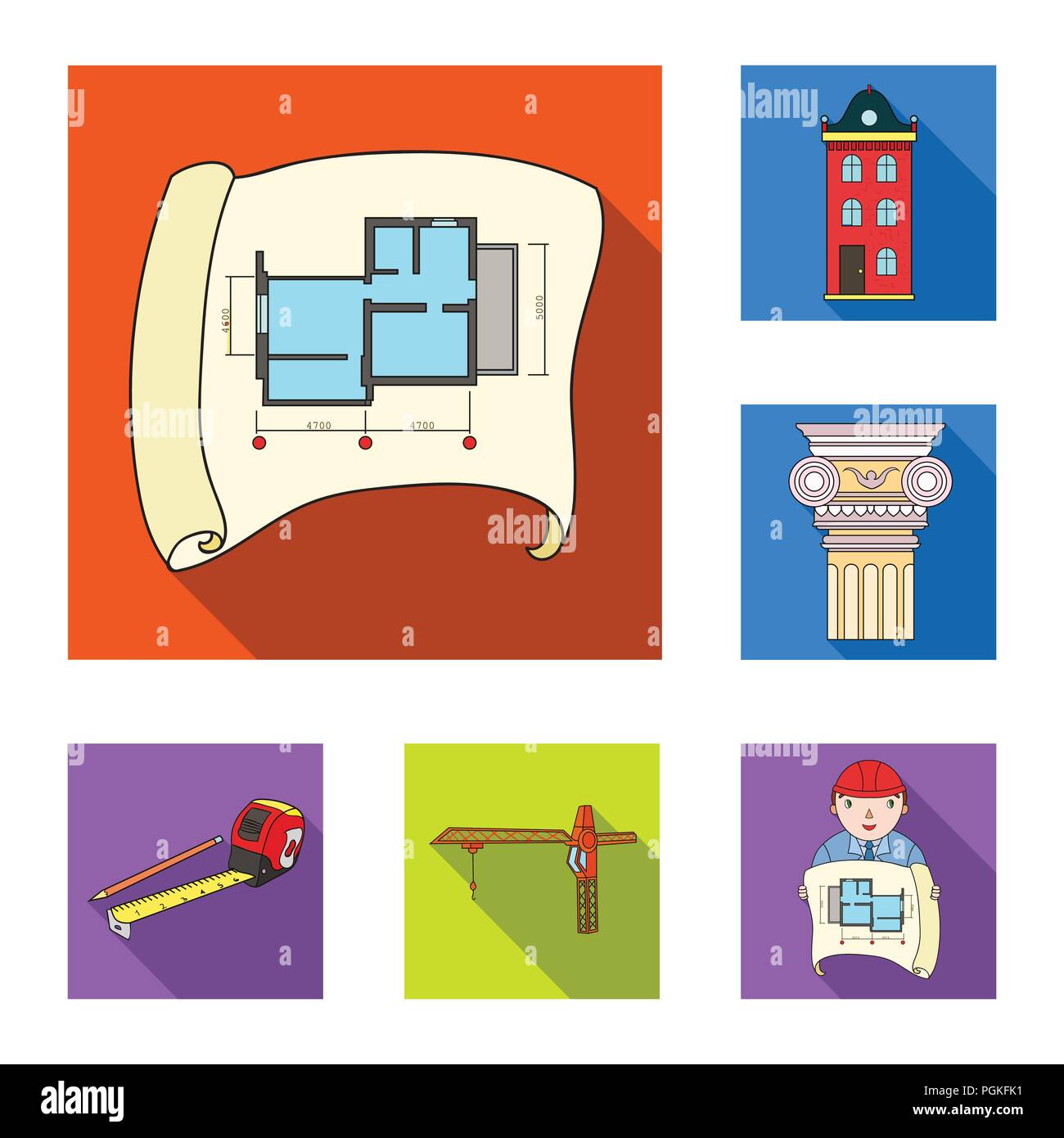 Architecture and construction flat icons in set collection for design ...