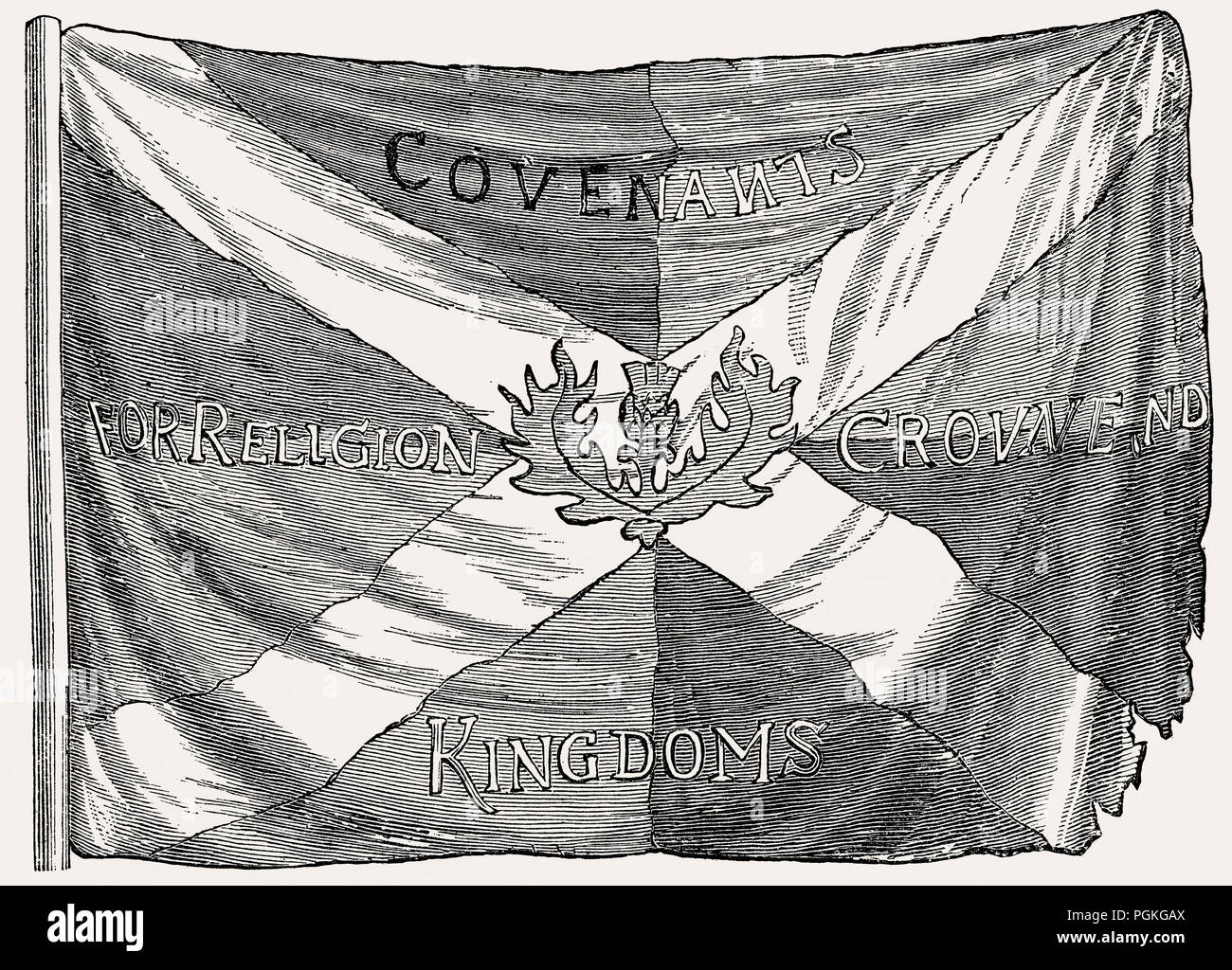 Covenanter flag, Scottish Presbyterian; Covenanters; 17th century Stock Photo