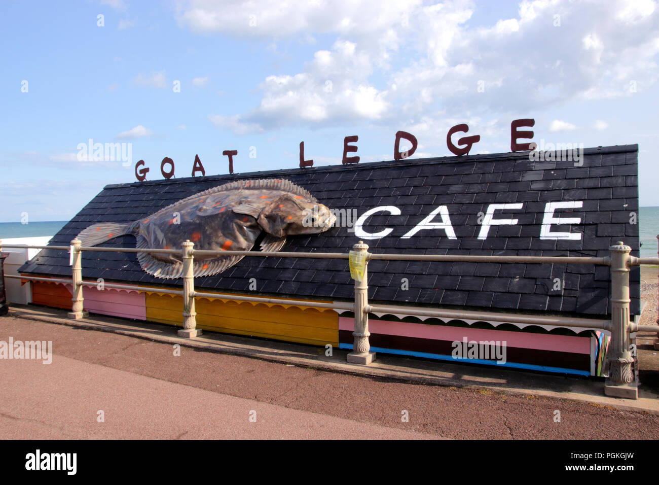 Goat Ledge cafe on Hastings seafront promanade East Sussex UK Stock Photo