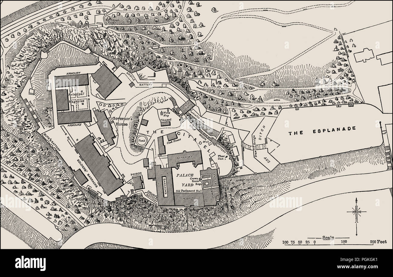 Ground plan of Edinburgh Castle in the 19th century Stock Photo - Alamy