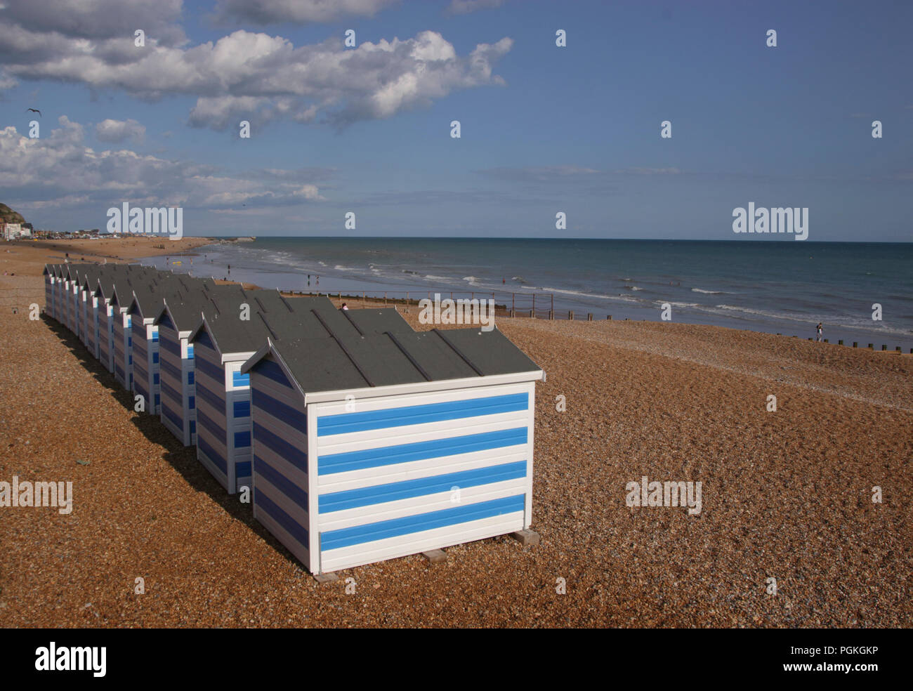 Beach huts Hastings beach East Sussex Stock Photo