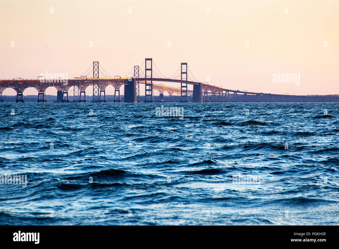 Chesapeake Bay Bridges over Maryland's Chesapeake Bay. Stock Photo