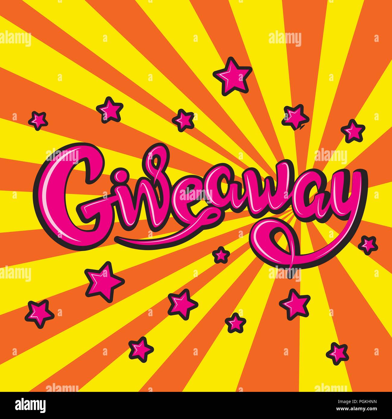 Giveaway banner, lettering, poster. Raffle, gift, lottery. Vector, pop ...