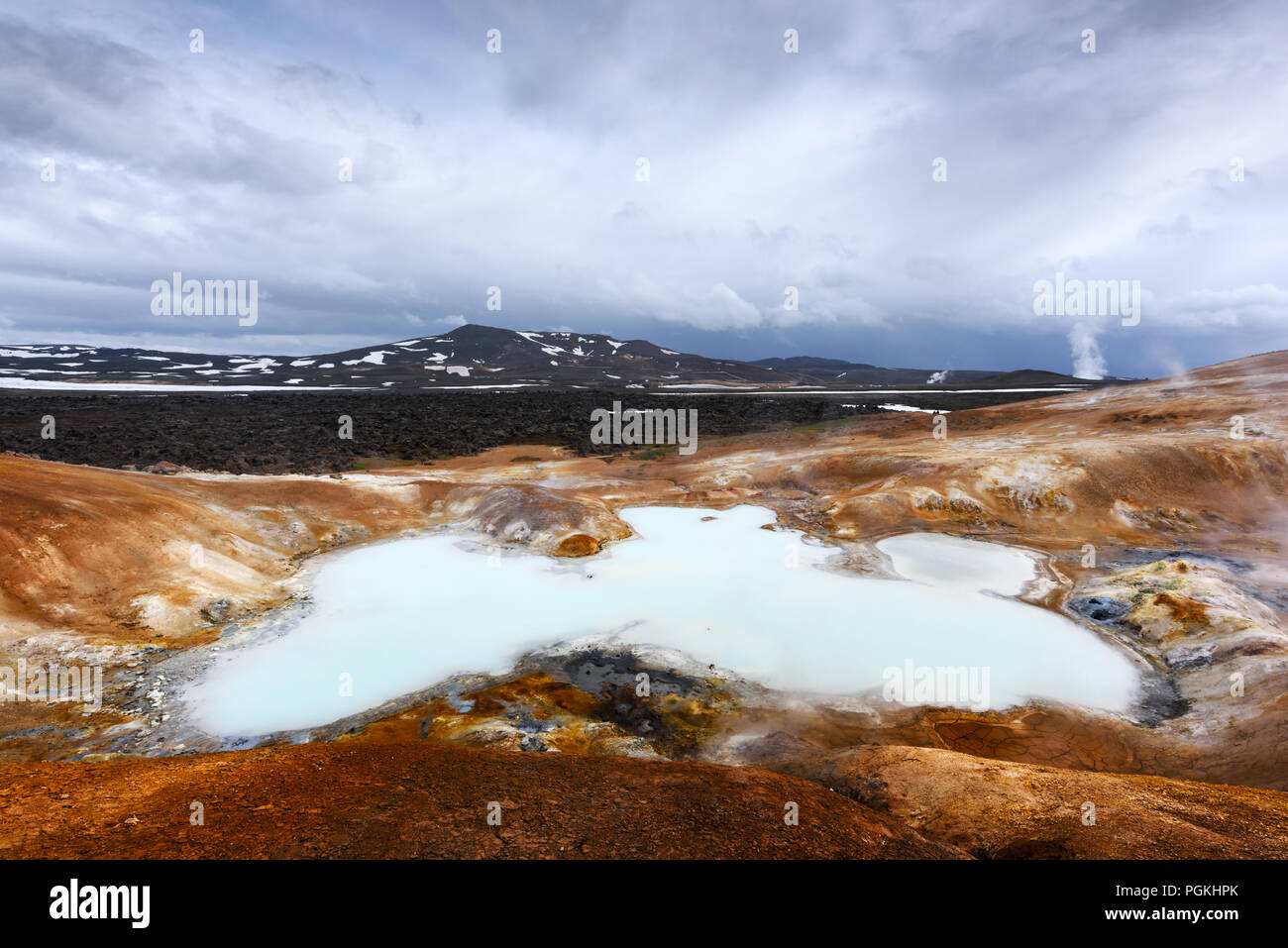 Acid hot lake in the geothermal valley Stock Photo