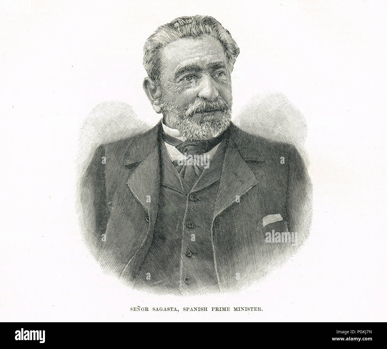 Práxedes Mariano Mateo Sagasta y Escolar, Prime Minister of Spain during the Spanish–American War of 1898, during which time Spain lost its remaining colonies Stock Photo