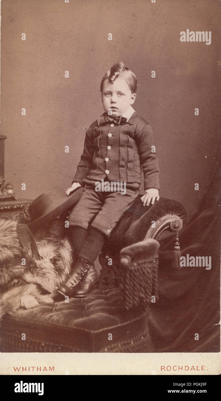 Rochdale, Lancashire CDV (Carte De Visite) of a Victorian Boy With An Unusual Haircut Stock Photo