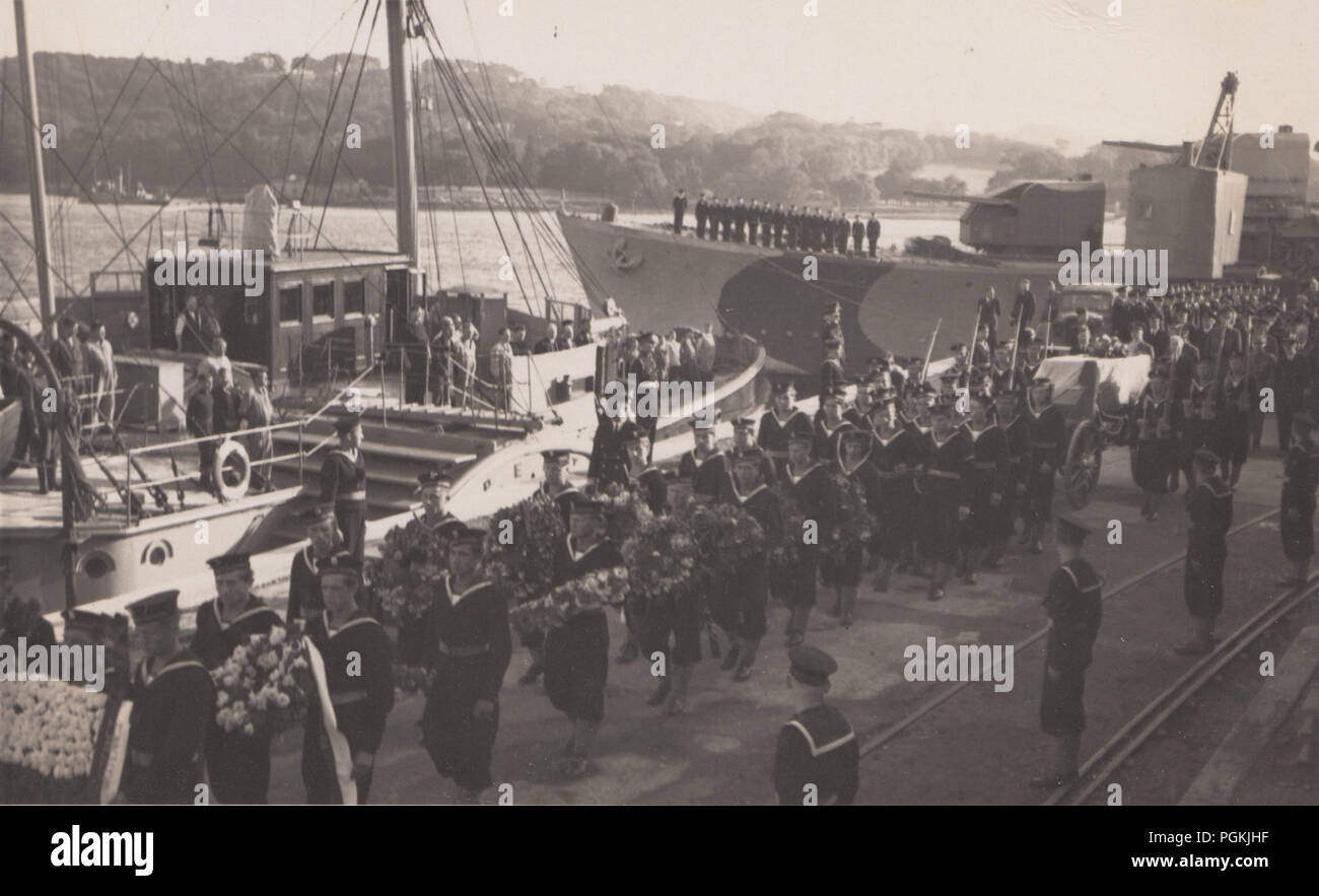 Vintage Photograph of British Navy Sailors at a Naval Funeral Stock Photo