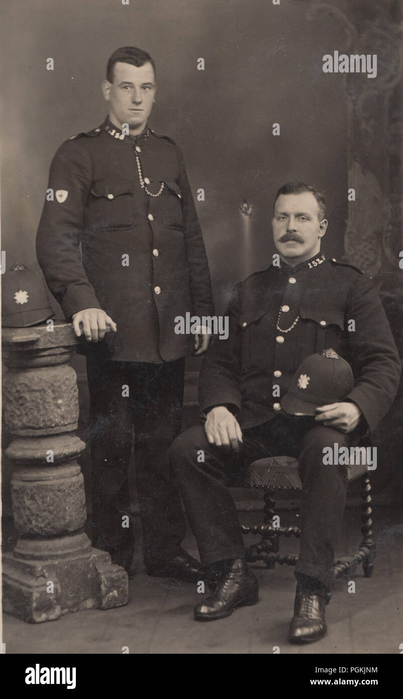 Vintage Dundee Photograph of Two Police Officers. Collar Numbers  N.158 and N.153 Stock Photo