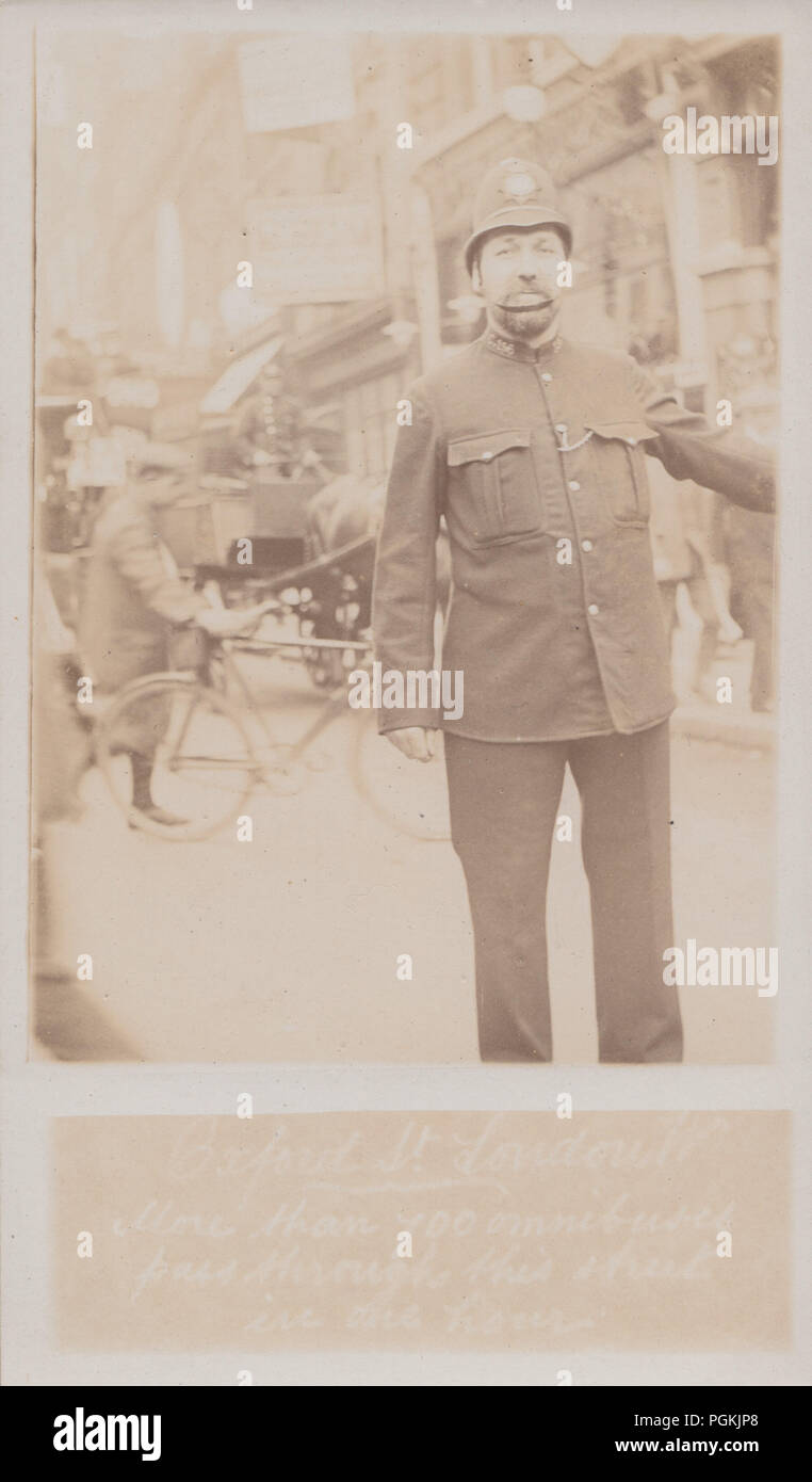 Vintage Photograph of a Police Officer on Traffic Duty in Oxford Street, London, England Stock Photo