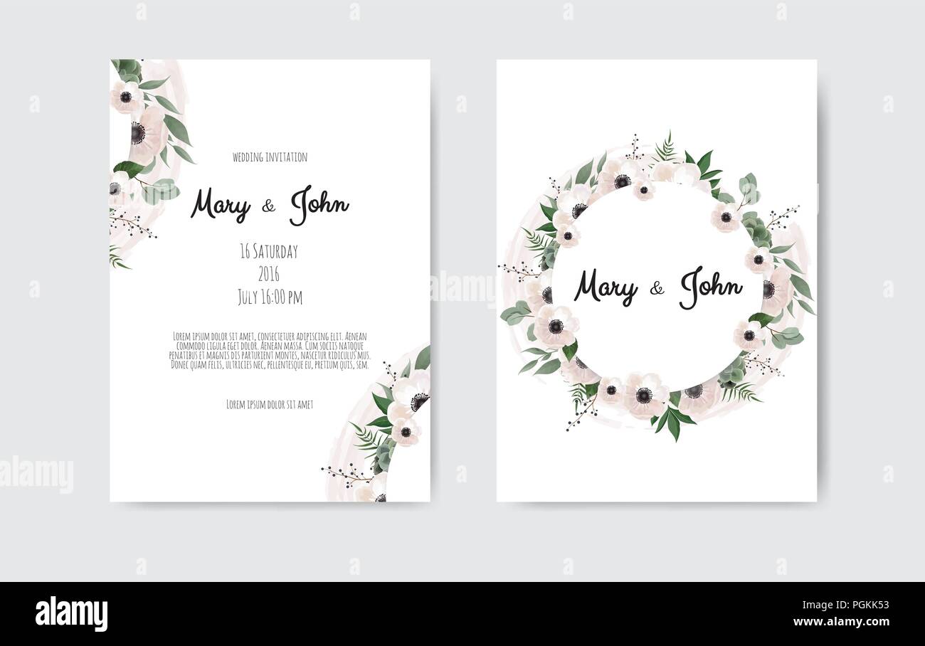 Botanical Wedding Invitation Card Template Design Vector Image