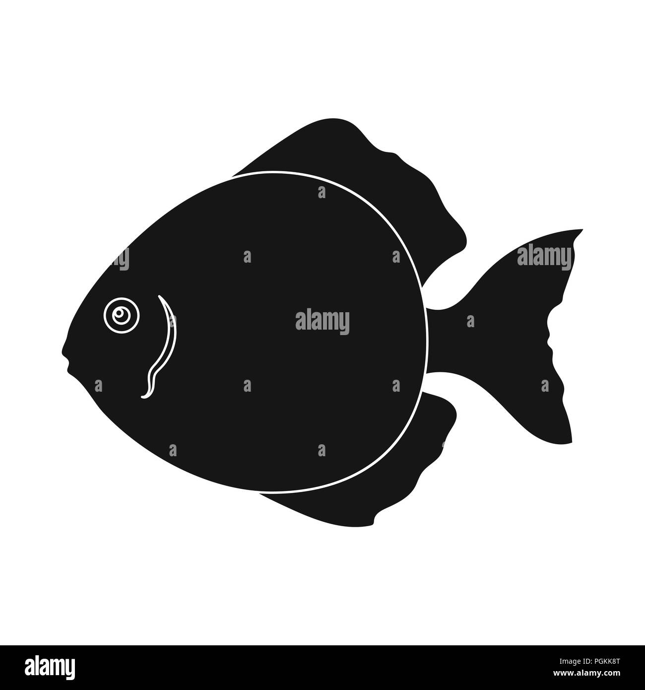 Discus fish icon black. Singe aquarium fish icon from the sea,ocean life . Stock Vector