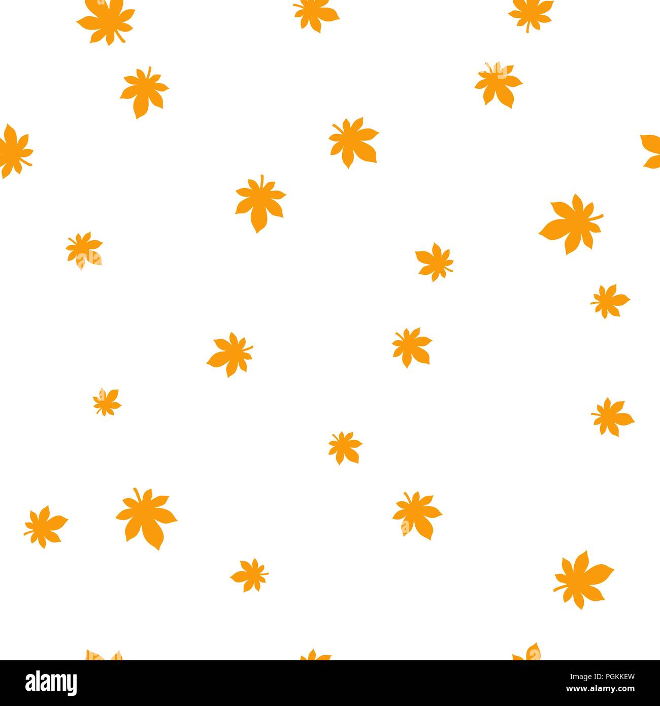 Chestnut leaf orange pattern seamless. Vector illustration. Isolated white background. Stock Vector