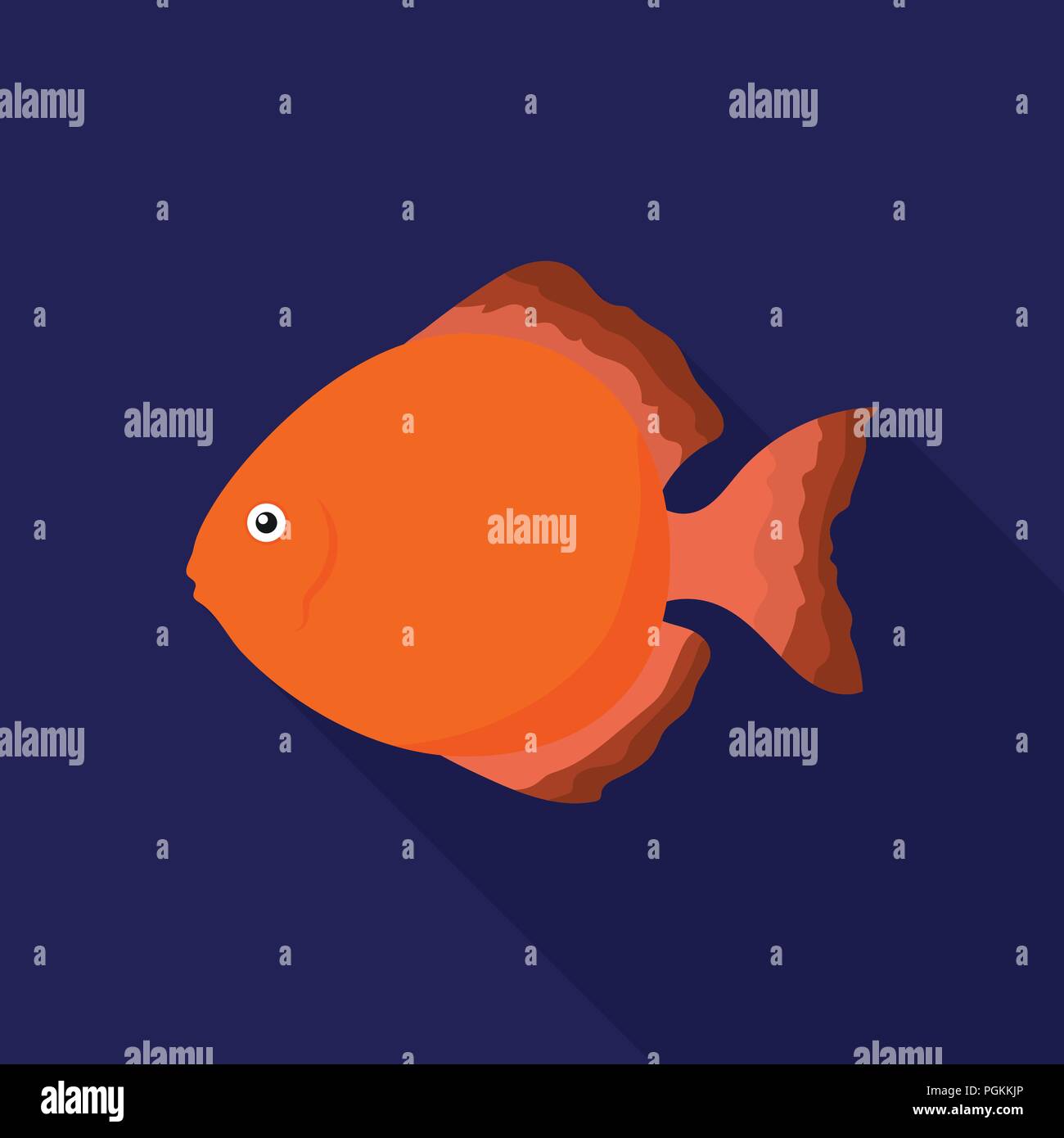 Discus fish icon flat. Singe aquarium fish icon from the sea,ocean life Stock Vector