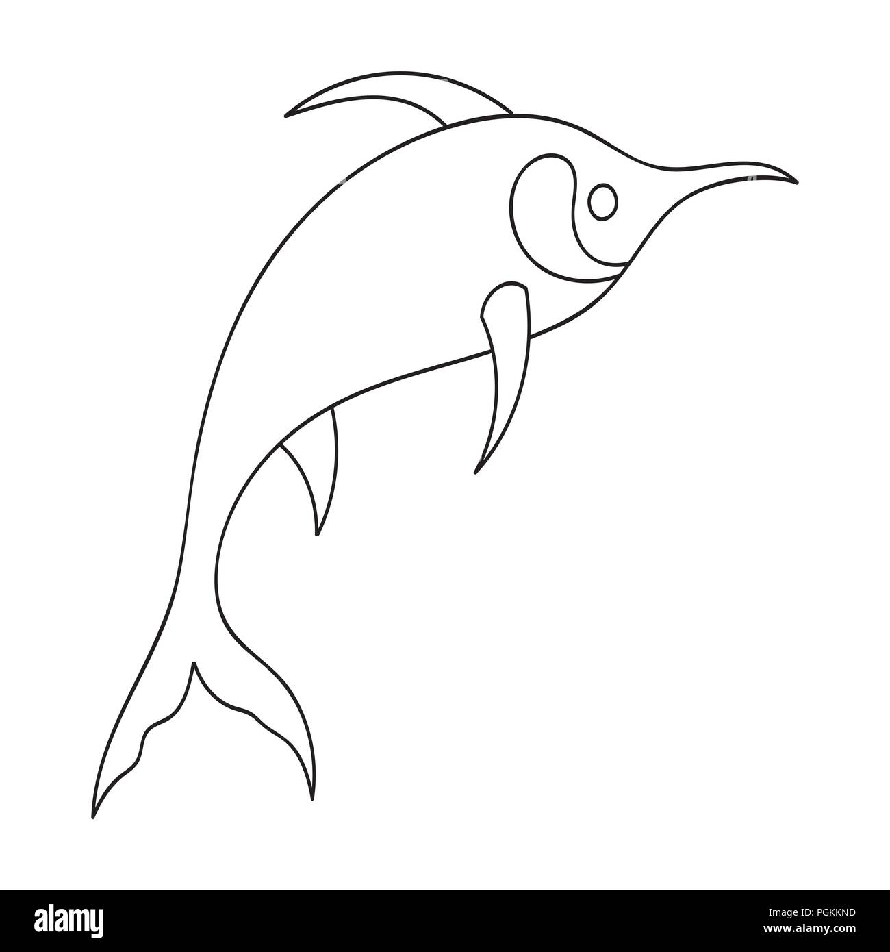Marlin Fish Icon In Outline Design Isolated On White Background Sea Animals Symbol Stock Vector Illustration Stock Vector Image Art Alamy