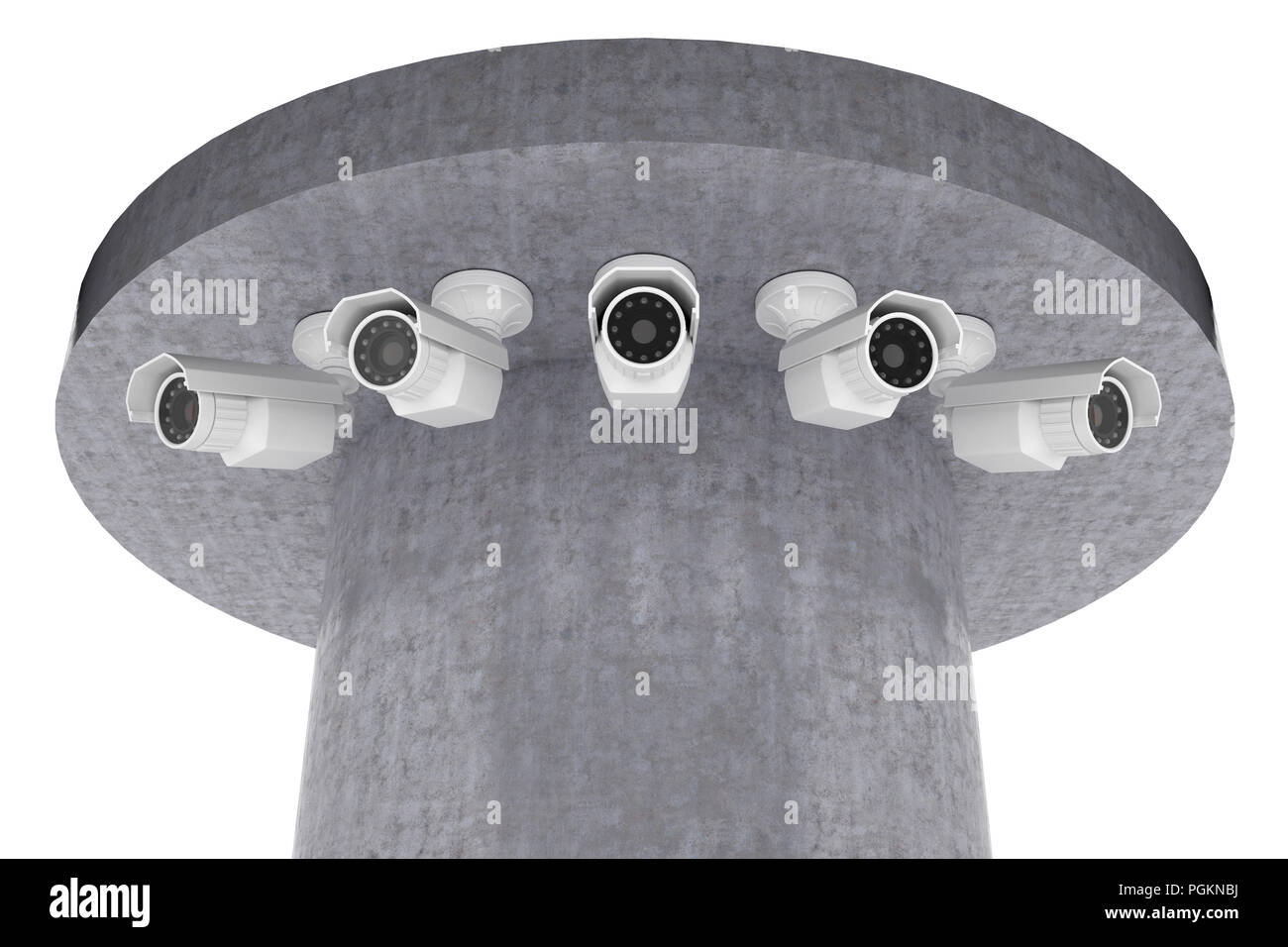 group of surveillance cameras look around. 3d rendering Stock Photo - Alamy