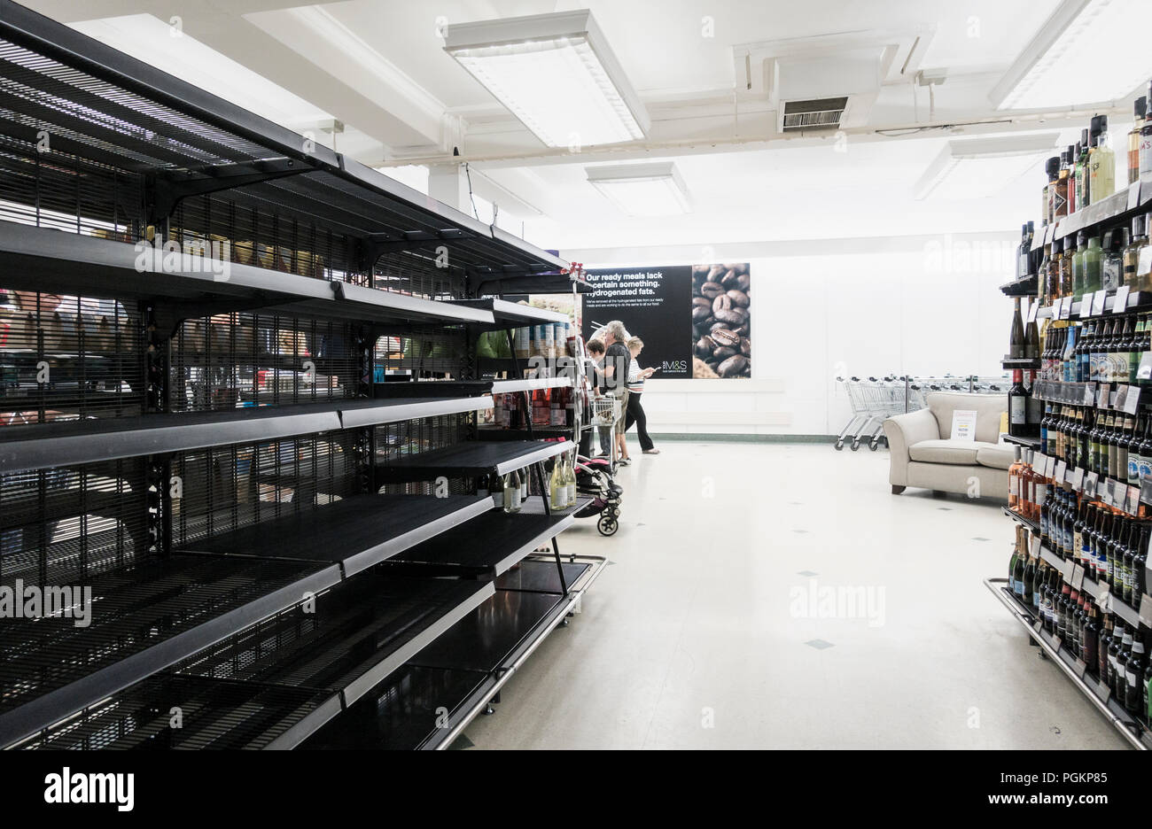 Empty shelves in Marks & Spencer store in Stockton on Tees on last day of trading (11th August 2018). The store was one of a numbe of UK closures. Stock Photo