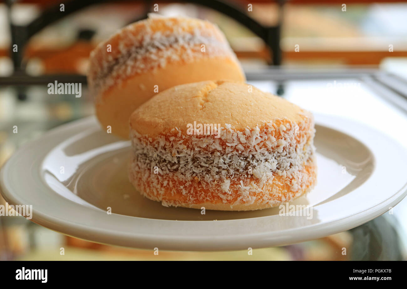 Closed up Alfajores sweets, traditional Latin American sweetened milk