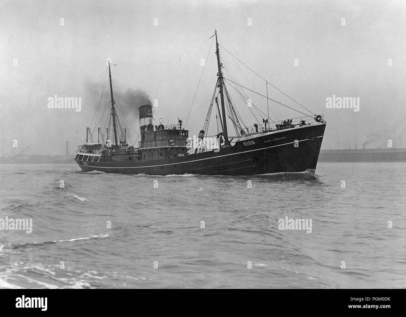 The trawler 'Cape Siretoko', built by Cochrane and Sons (UK) in 1939 and taken over by the UK Admiralty on 18th September 1939. Sunk by German Aircraft in Norway on 29th April 1940. Stock Photo