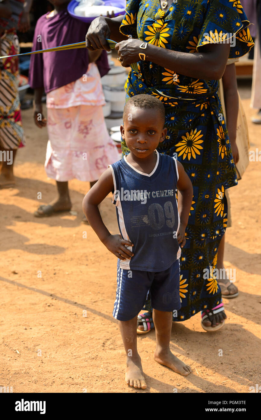 BOHICON, BENIN - JAN 12, 2017: Unidentified Beninese little boy in blue ...