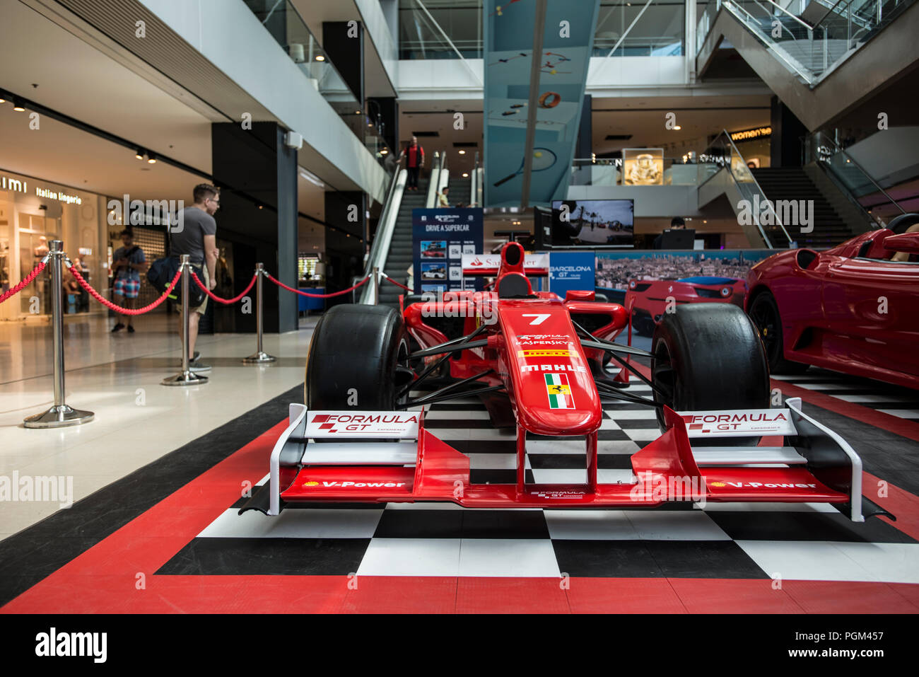 Ferrari car on display at Barceloneta Stock Photo
