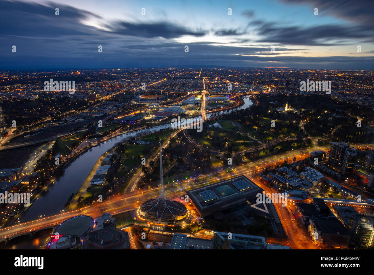 Winter sunrise over Melbourne in Victoria, Australia Stock Photo