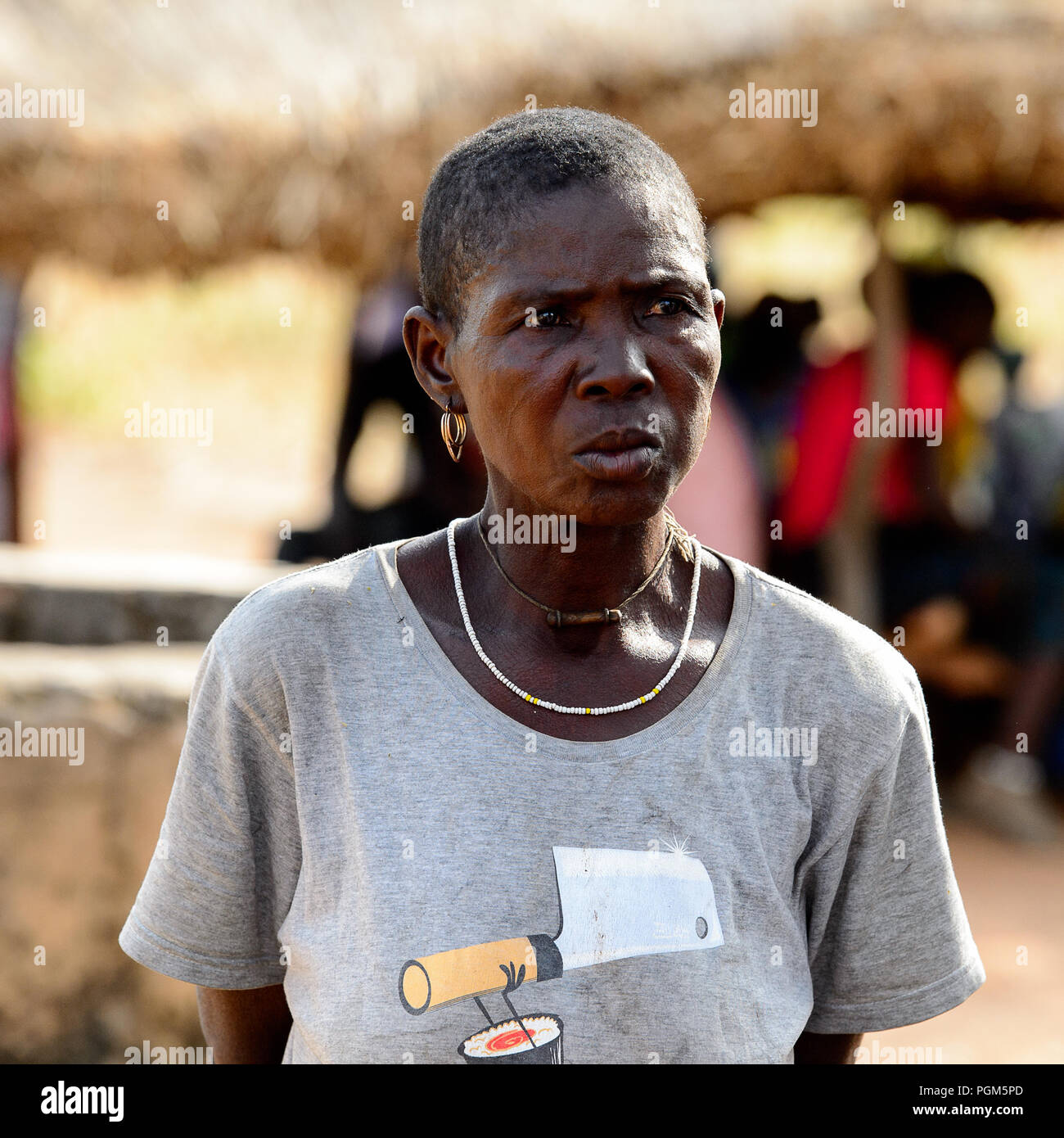 KOUTAMMAKOU, TOGO JAN 13, 2017 Unidentified Togolese old woman looks