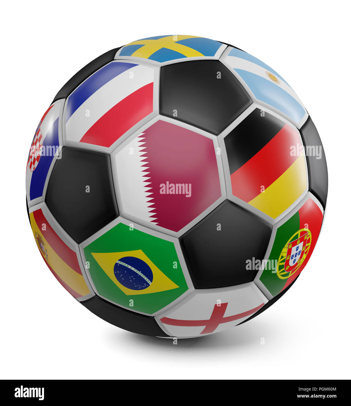 soccer ball flags design 3dillustration Stock Photo Alamy
