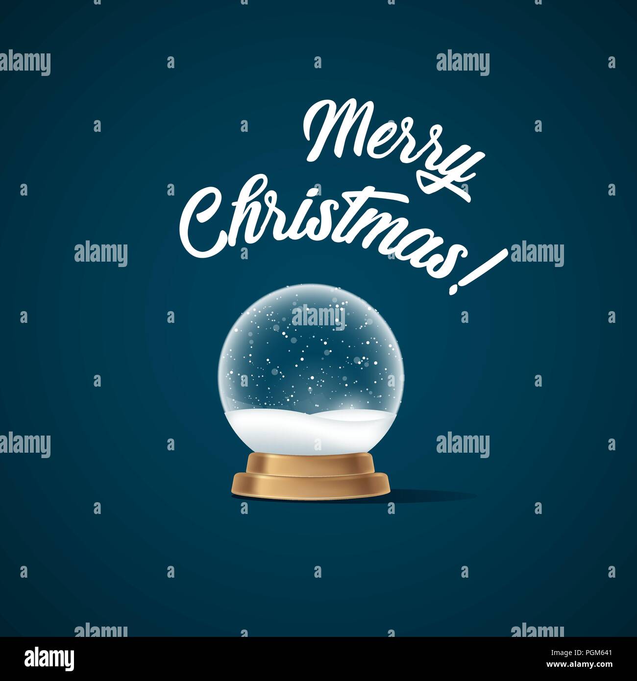 Snow globe on blue background. Merry Christmas and Happy New Year 2018  Stock Vector Image \u0026 Art - Alamy, image size:1300x1390