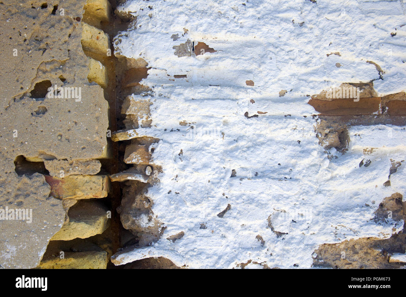 Splice of white and brown brick walls, background Stock Photo