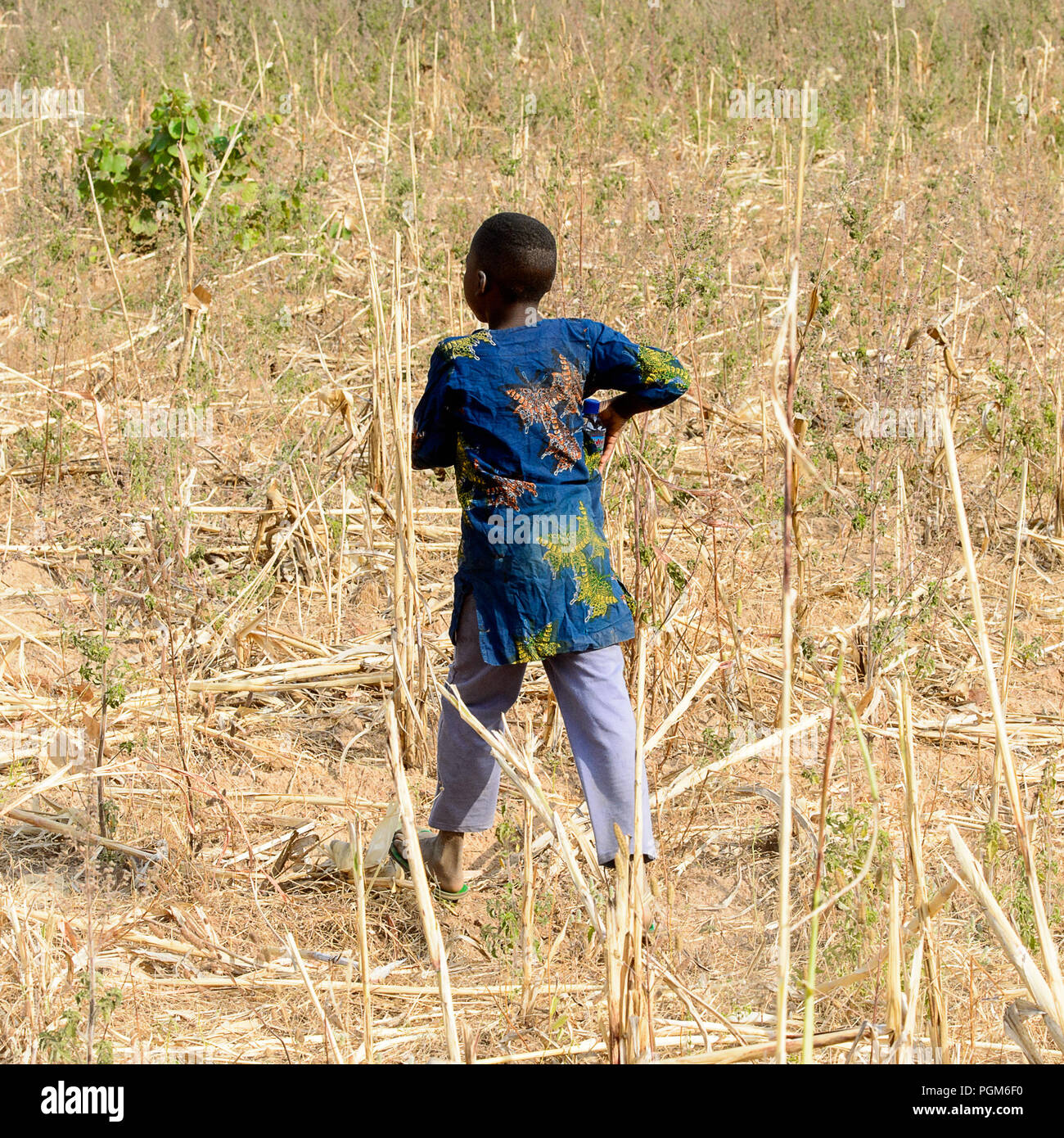KOUTAMMAKOU, TOGO JAN 13, 2017 Unidentified Togolese little boy from